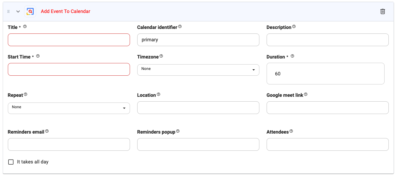 Google Calendar Add Event UI